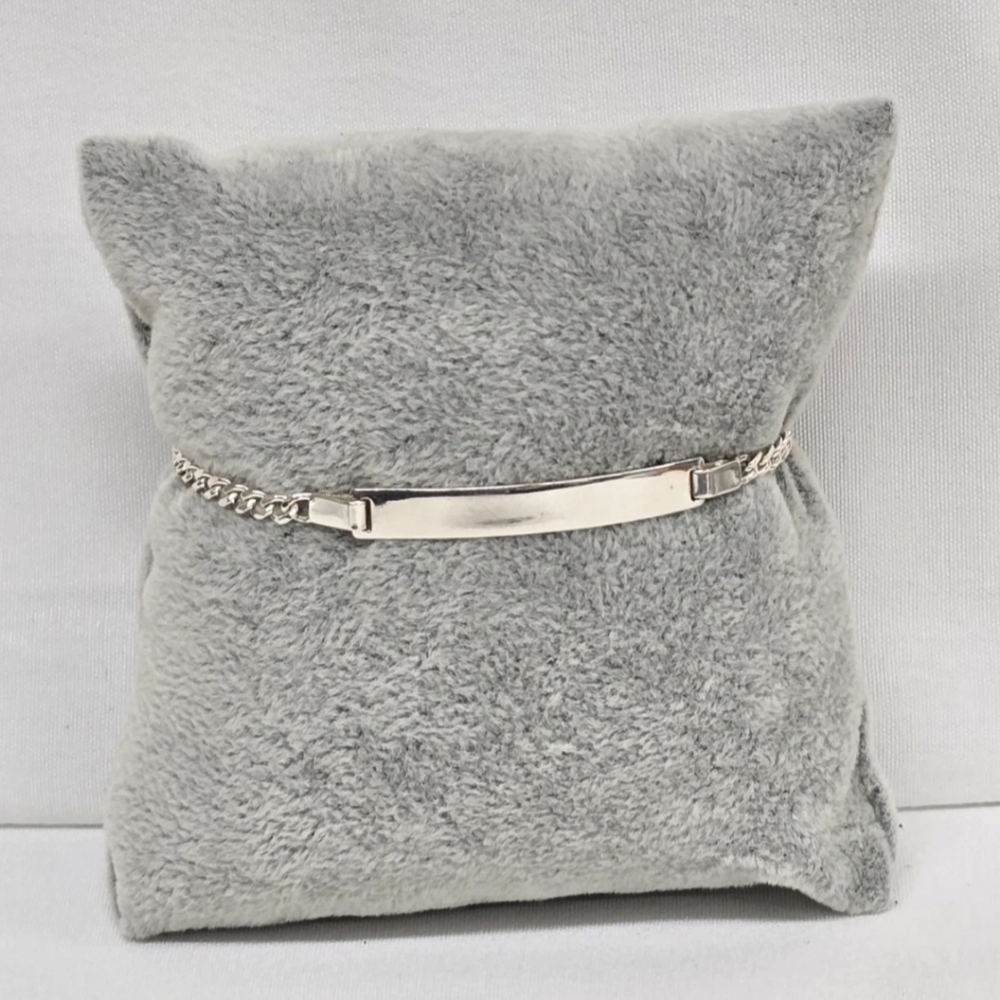 925 Sterling Silver Cuban Curb Chain ID Bracelet Engravable Unisex 16cm/3mm